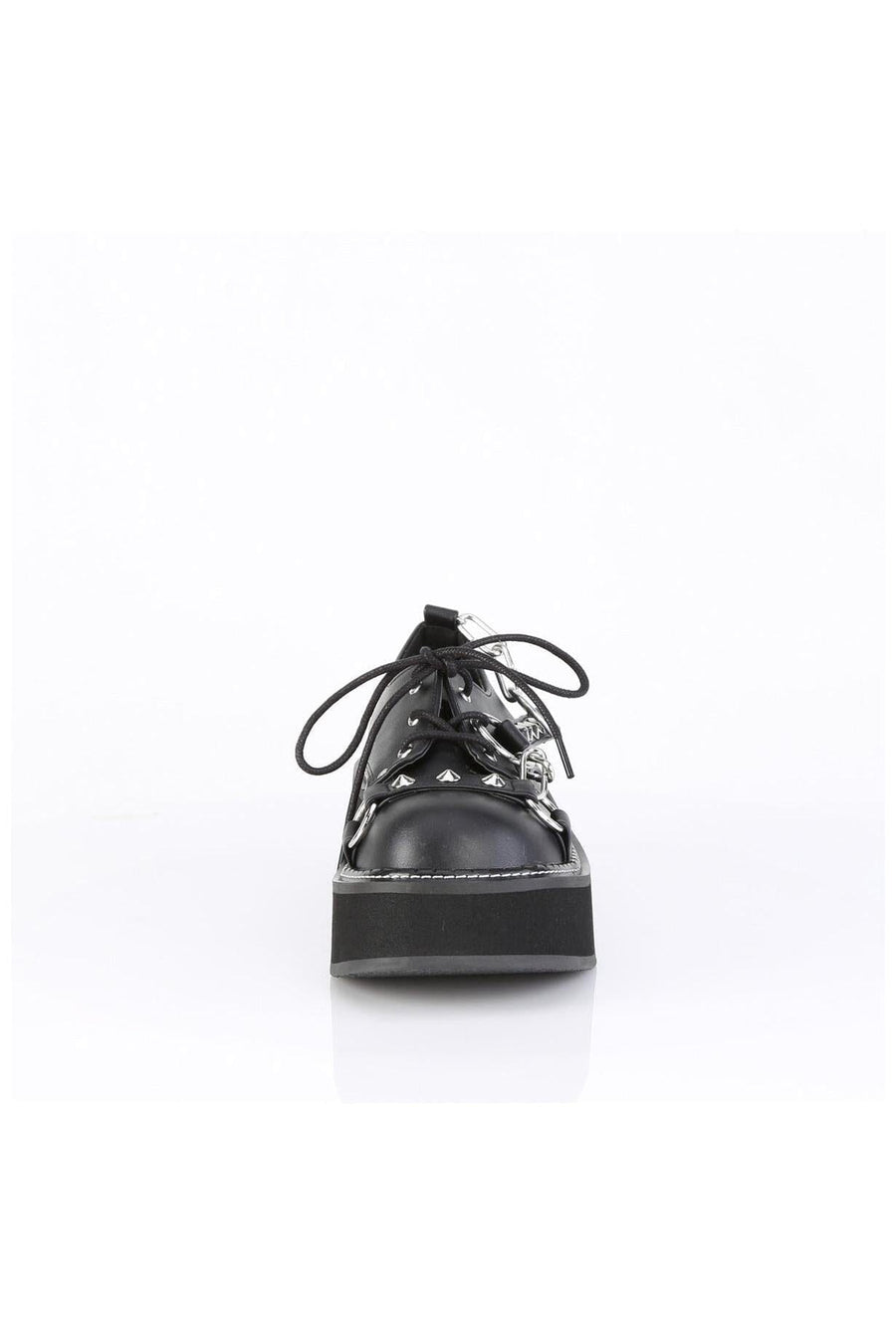 Demonia  EMILY-32 Oxford Shoe in Black Faux Leather