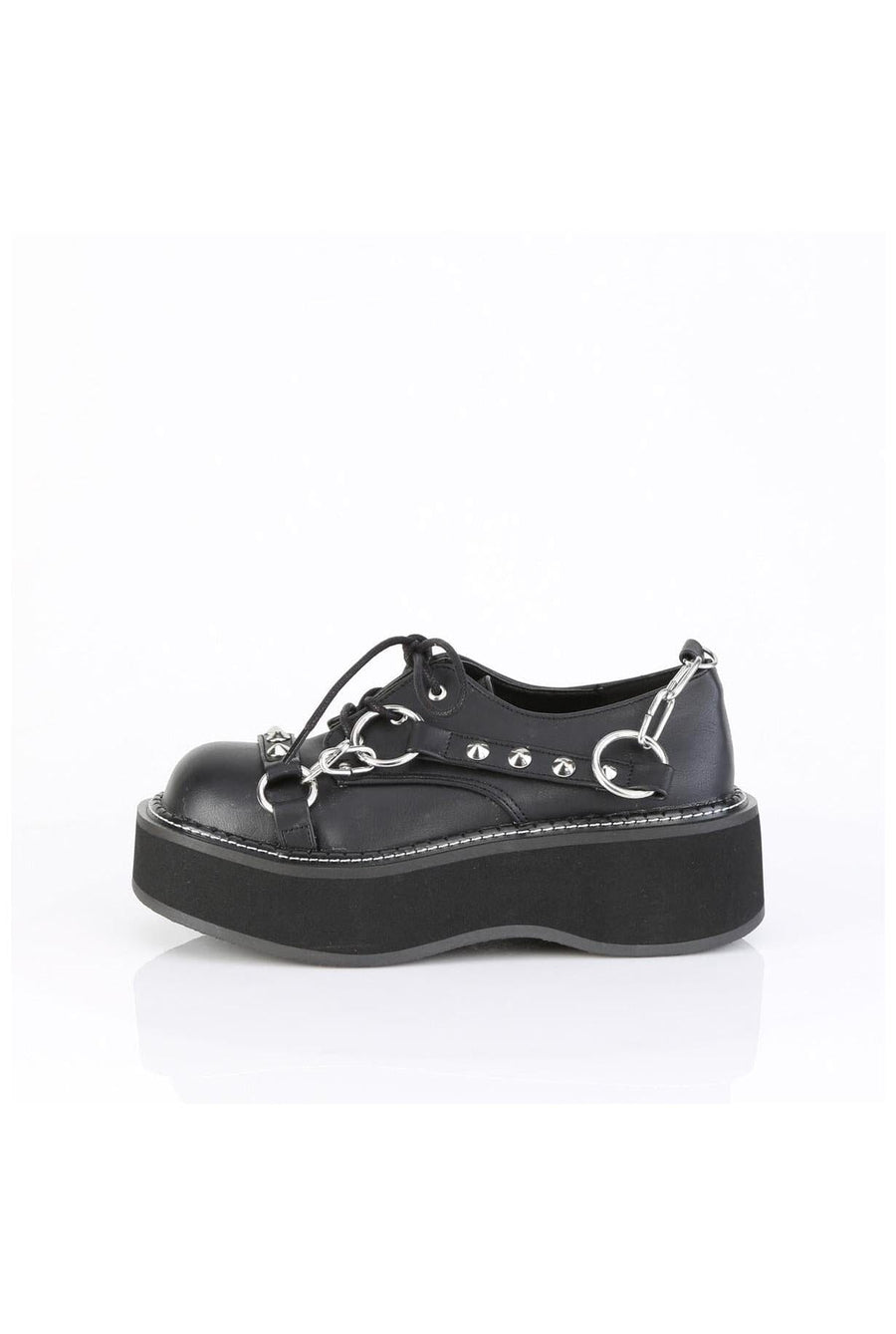 Demonia  EMILY-32 Oxford Shoe in Black Faux Leather