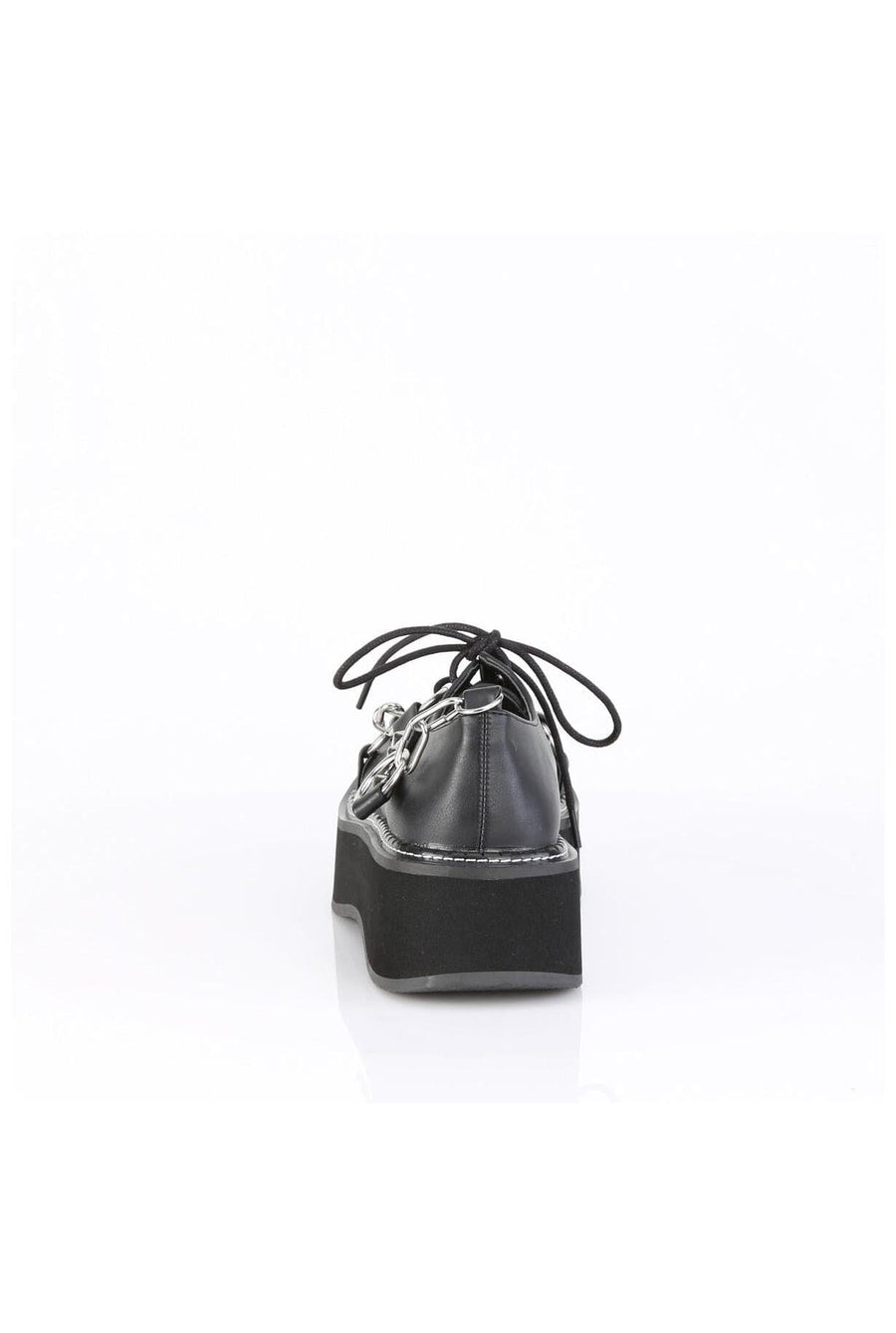 Demonia  EMILY-32 Oxford Shoe in Black Faux Leather