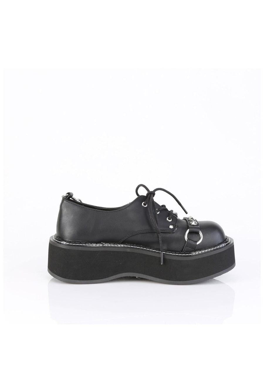 Demonia  EMILY-32 Oxford Shoe in Black Faux Leather