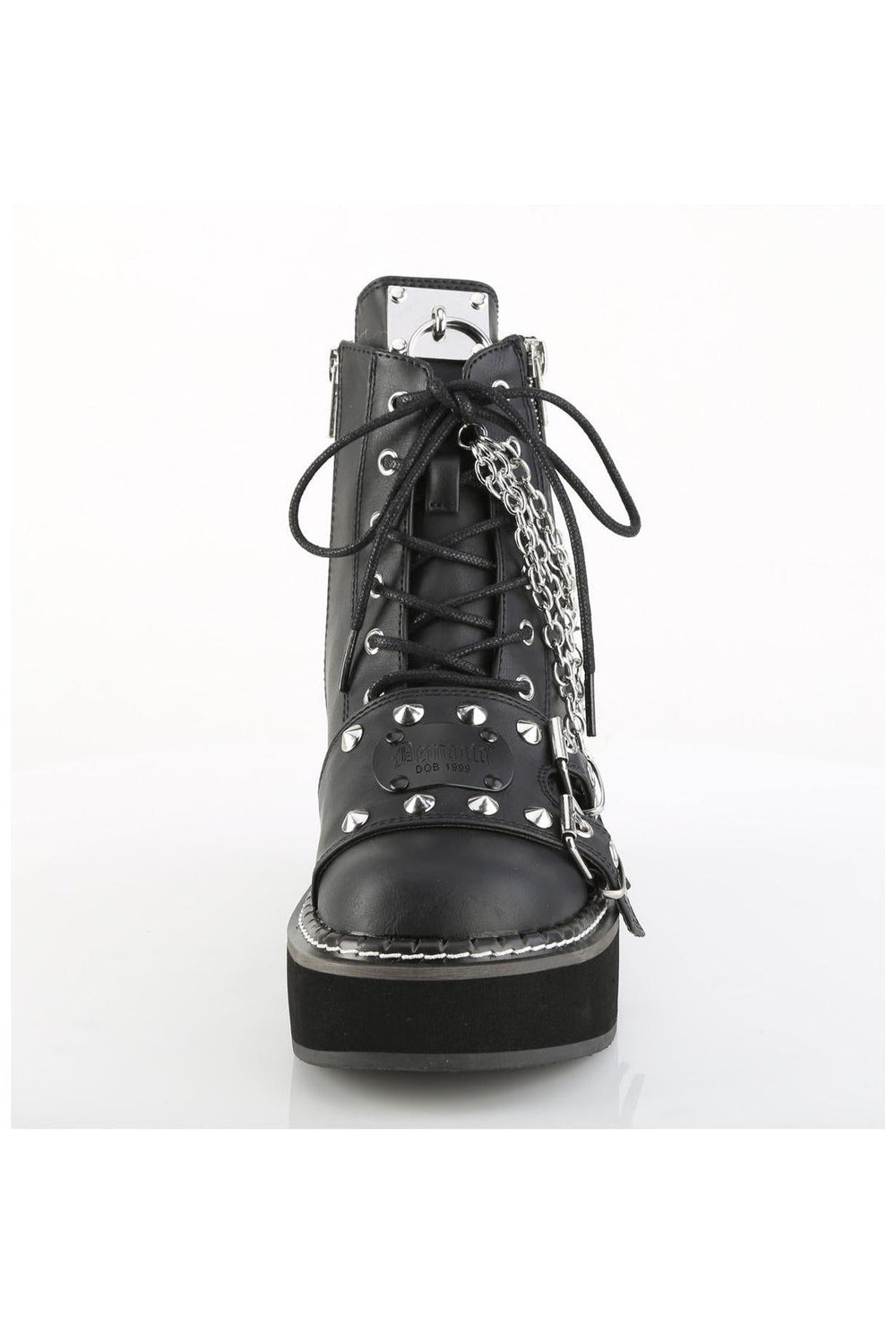 Demonia  EMILY-57 Ankle Boot in Black Faux Leather