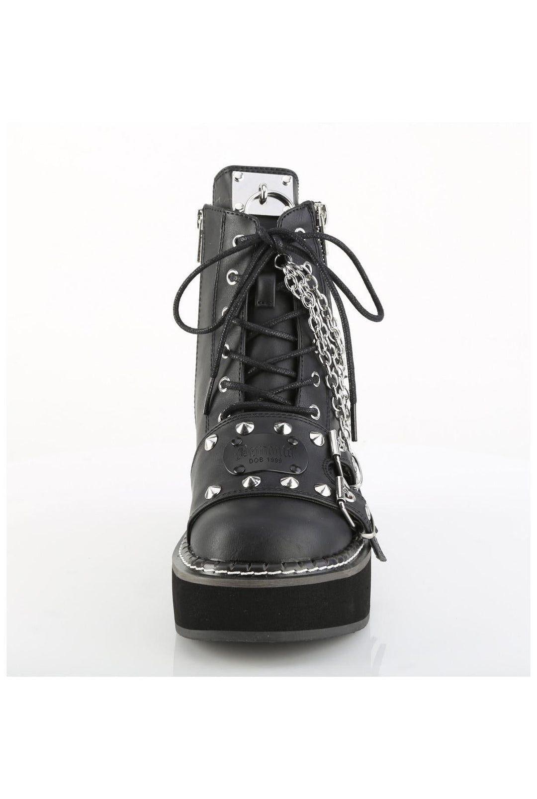 Demonia  EMILY-57 Ankle Boot in Black Faux Leather