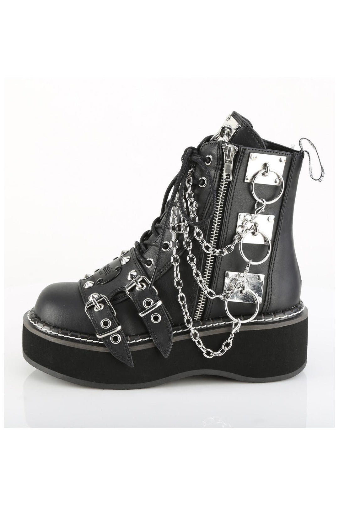 Demonia  EMILY-57 Ankle Boot in Black Faux Leather