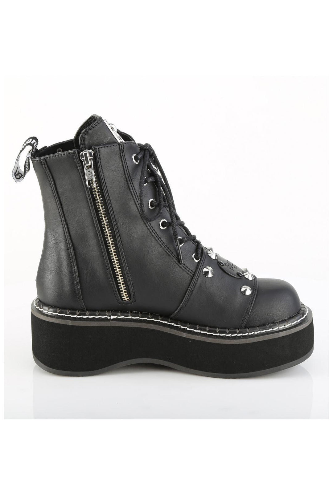Demonia  EMILY-57 Ankle Boot in Black Faux Leather