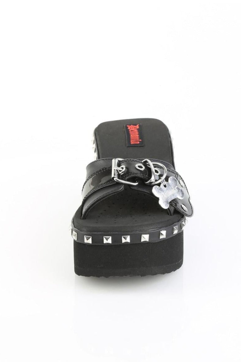 Demonia  FUNN-28 Slide in Black Vegan Leather