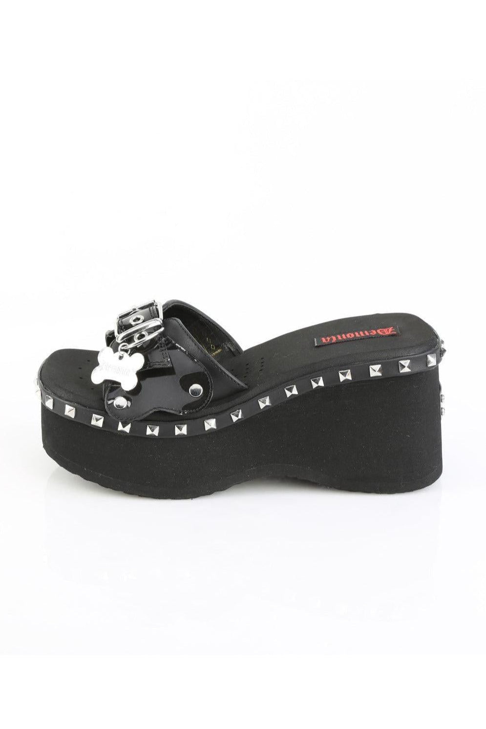 Demonia  FUNN-28 Slide in Black Vegan Leather