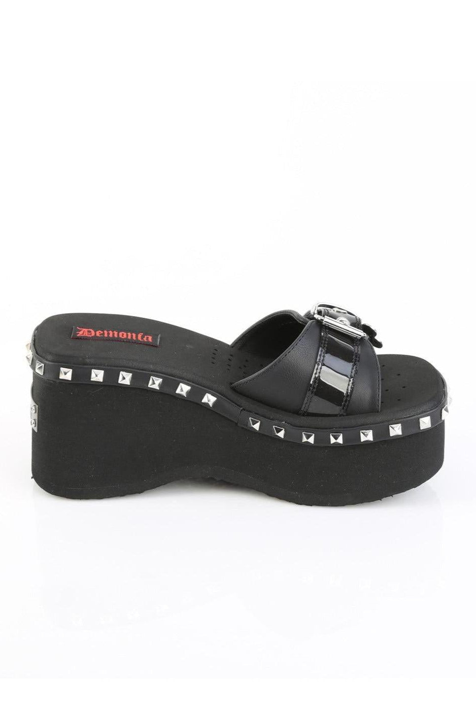 Demonia  FUNN-28 Slide in Black Vegan Leather
