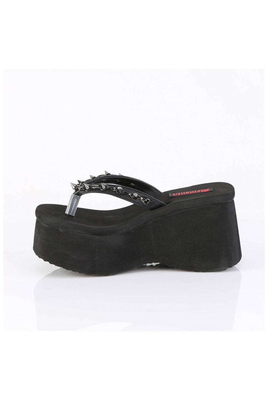 Demonia  FUNN-35 Sandal in Black Faux Leather