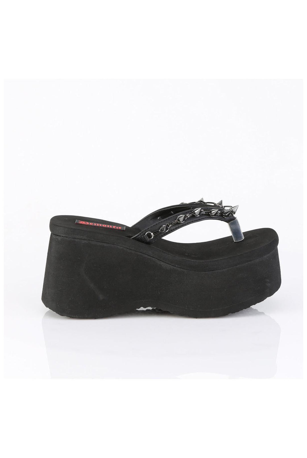 Demonia  FUNN-35 Sandal in Black Faux Leather