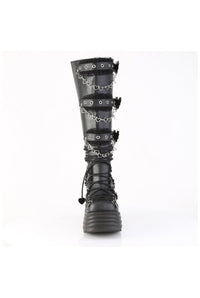 Demonia  MORTE-215 Knee Boot in Black Faux Leather