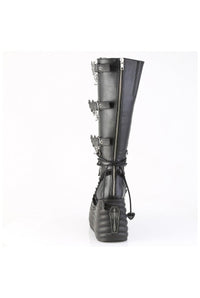 Demonia  MORTE-215 Knee Boot in Black Faux Leather