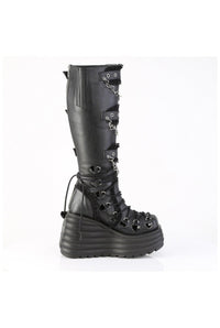 Demonia  MORTE-215 Knee Boot in Black Faux Leather