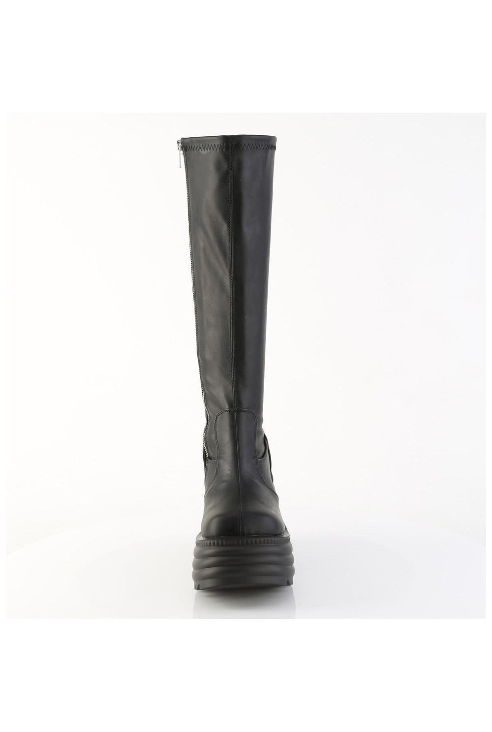 Demonia  MORTE-300 Knee Boot in Black Faux Leather