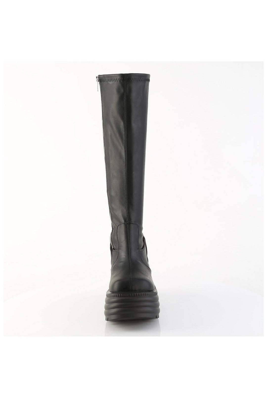 Demonia  MORTE-300 Knee Boot in Black Faux Leather