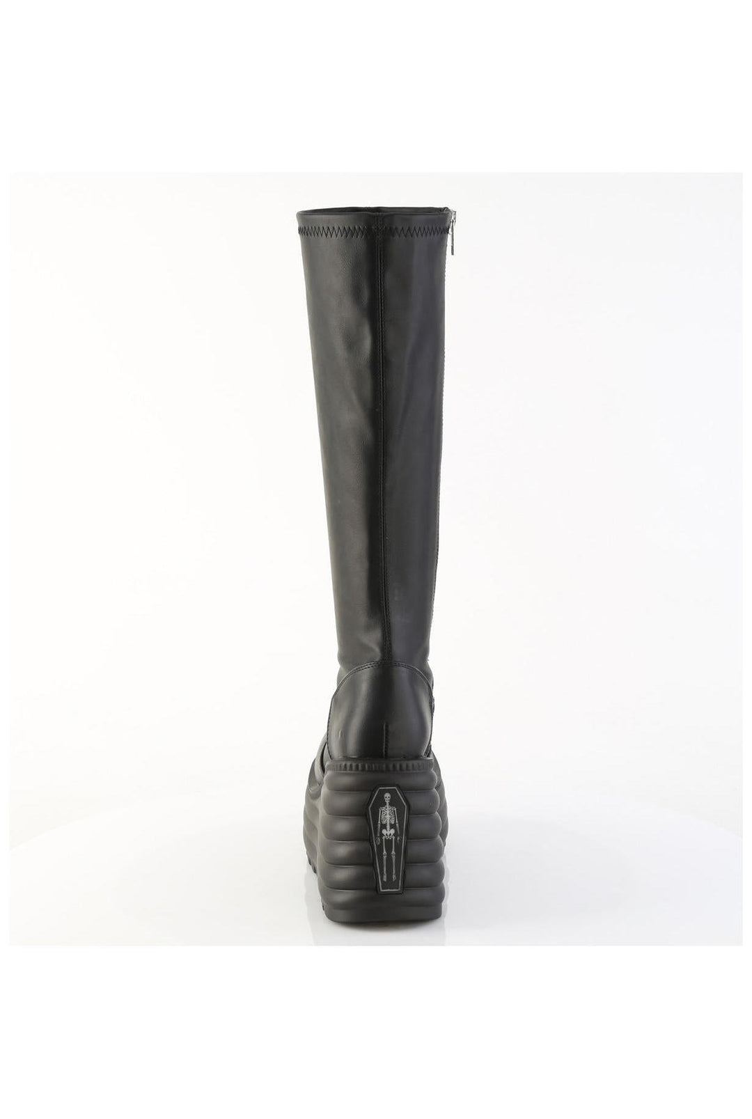 Demonia  MORTE-300 Knee Boot in Black Faux Leather