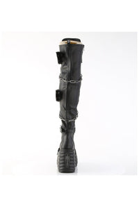 Demonia  MORTE-312 Thigh Boot in Black Faux Leather