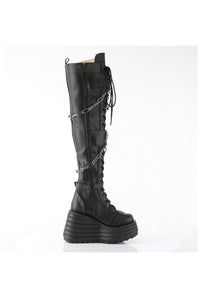 Demonia  MORTE-312 Thigh Boot in Black Faux Leather