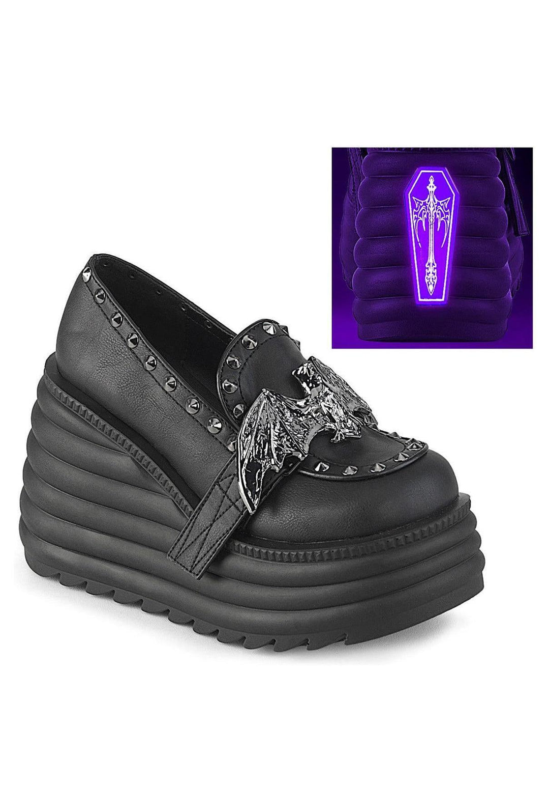 Demonia  MORTE-56 Loafer Shoe in Black Faux Leather from SexyShoes.com
