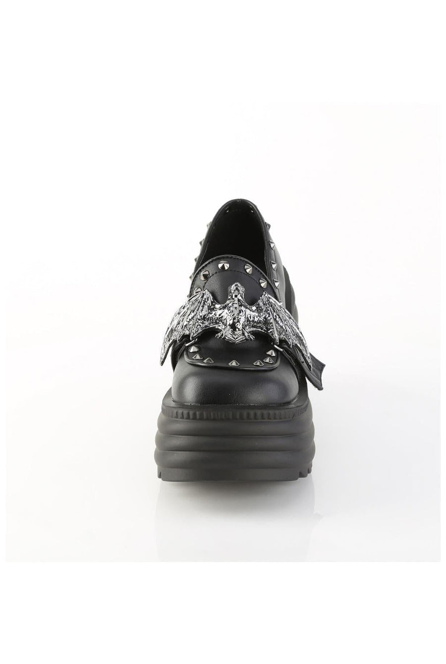 Demonia  MORTE-56 Loafer Shoe in Black Faux Leather