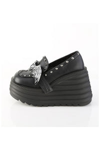 Demonia  MORTE-56 Loafer Shoe in Black Faux Leather