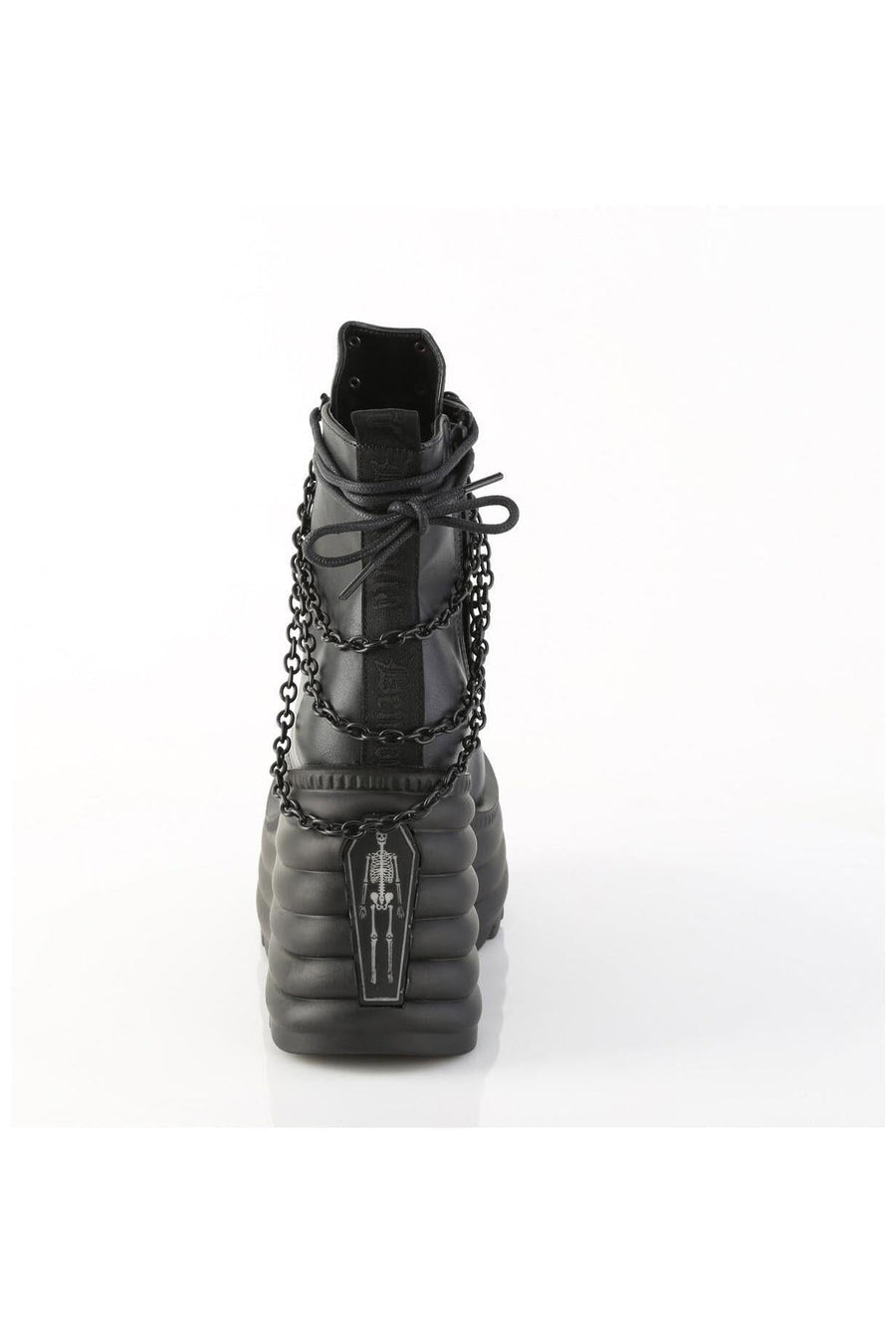 Demonia  MORTE-65 Ankle Boot in Black Faux Leather