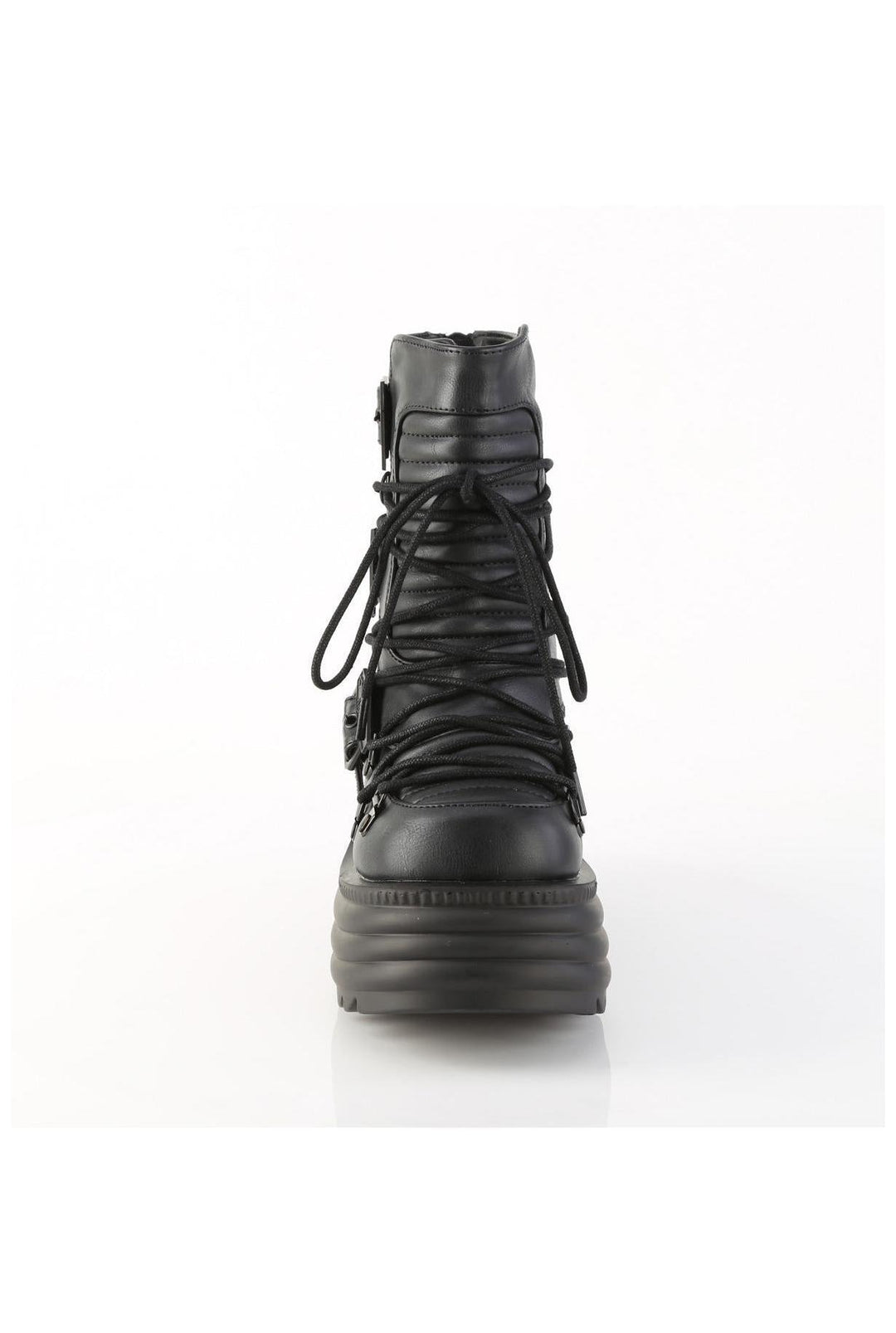 Demonia  MORTE-68 Ankle Boot in Black Faux Leather