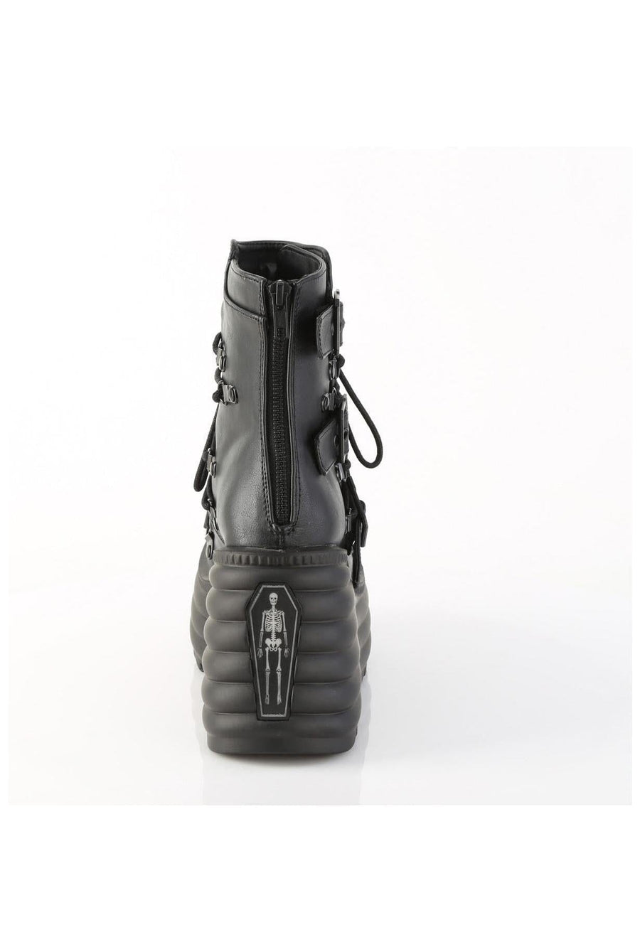 Demonia  MORTE-68 Ankle Boot in Black Faux Leather