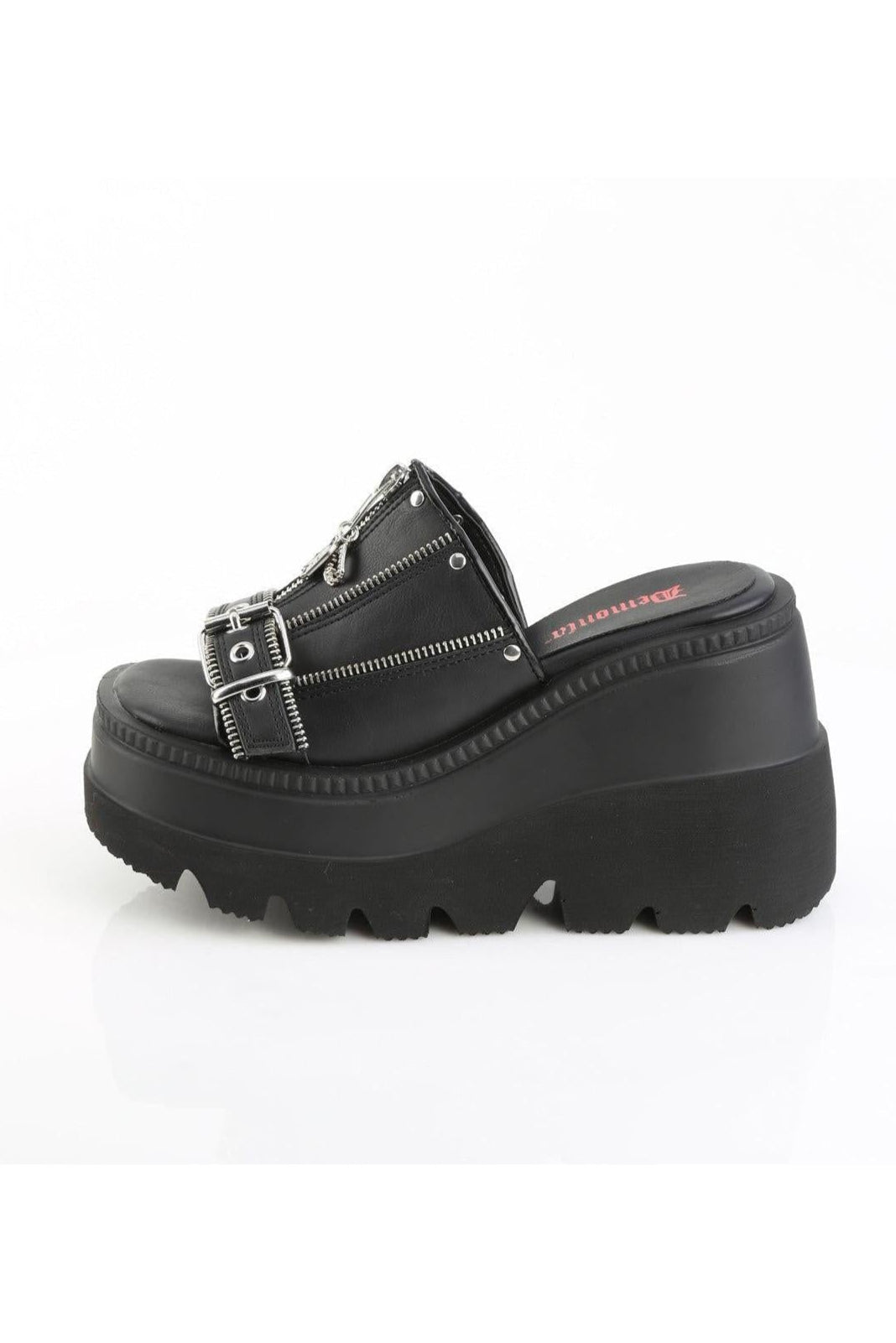 Demonia  SHAKER-07 Slide in Black Vegan Leather