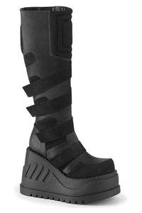 Demonia  STOMP-228 Knee Boot in Black Faux Leather from SexyShoes.com