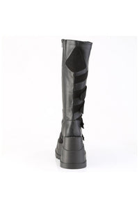 Demonia  STOMP-228 Knee Boot in Black Faux Leather