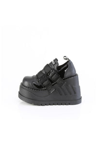 Demonia  STOMP-28 Lace Shoe in Black Faux Leather