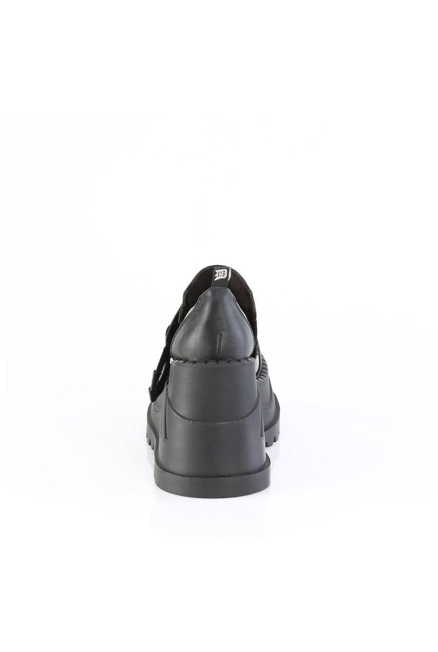 Demonia  STOMP-28 Lace Shoe in Black Faux Leather