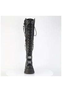 Demonia  STOMP-310 Thigh Boot in Black Faux Leather