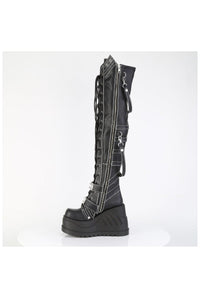 Demonia  STOMP-310 Thigh Boot in Black Faux Leather