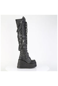 Demonia  STOMP-310 Thigh Boot in Black Faux Leather