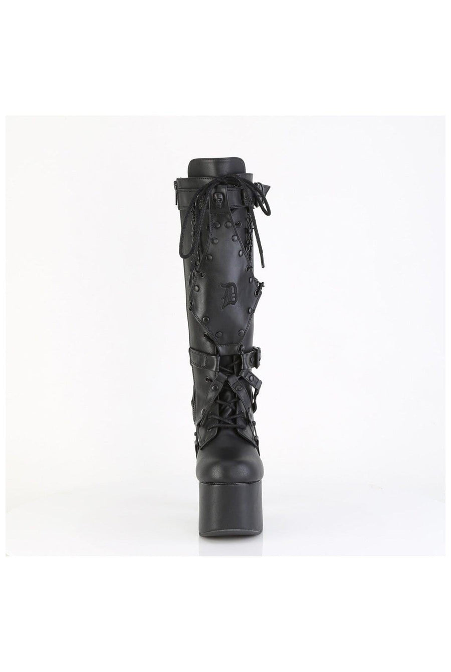 Demonia  TORMENT-218 Knee Boot in Black Faux Leather