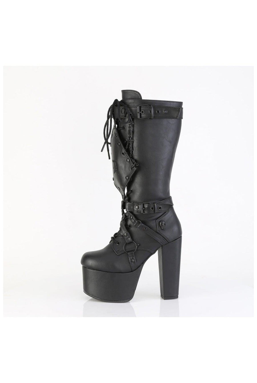 Demonia  TORMENT-218 Knee Boot in Black Faux Leather