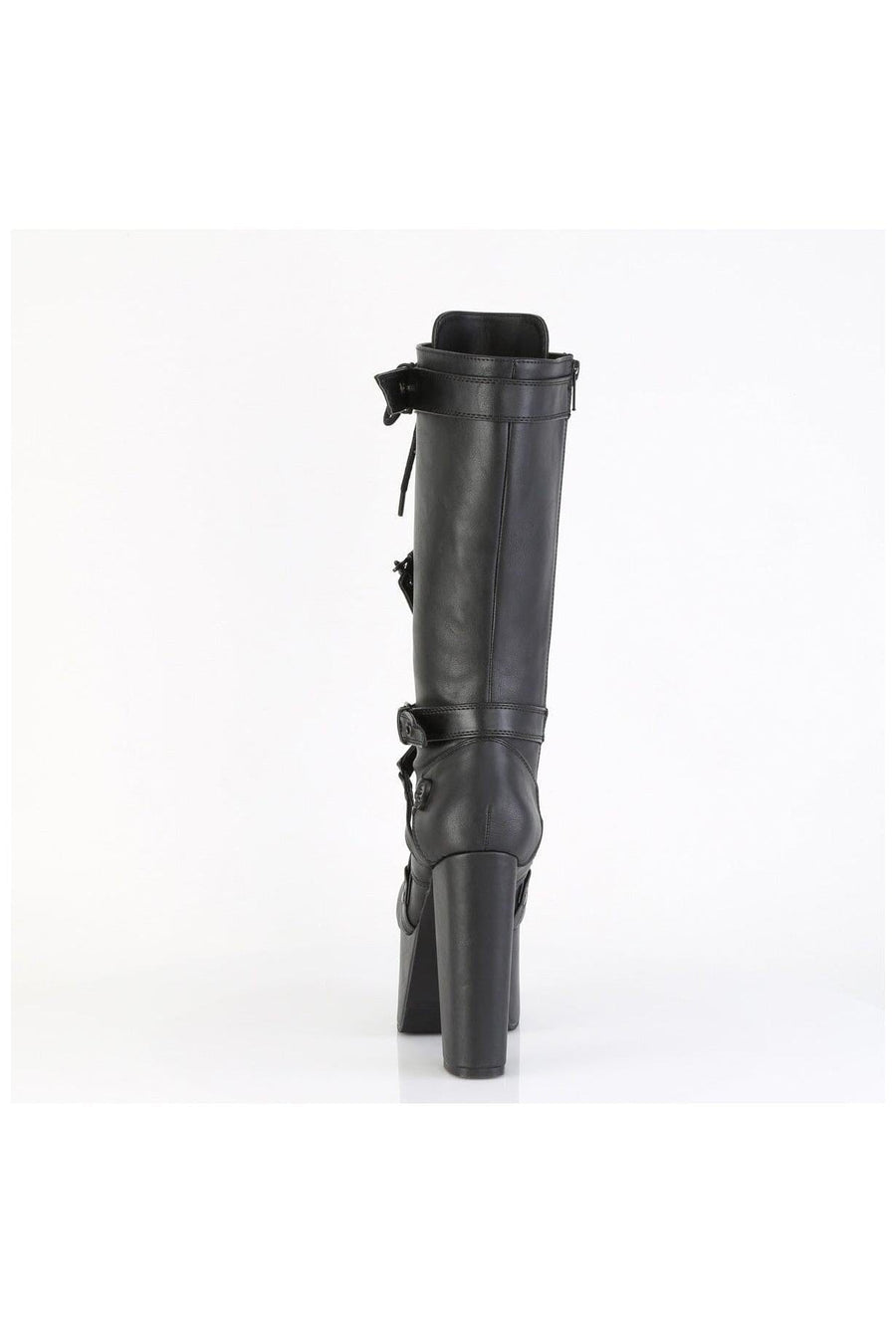 Demonia  TORMENT-218 Knee Boot in Black Faux Leather