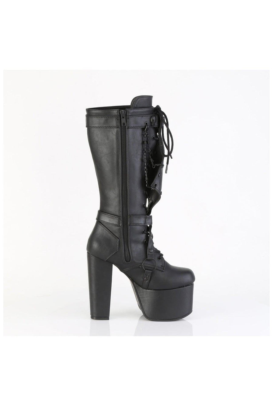 Demonia  TORMENT-218 Knee Boot in Black Faux Leather