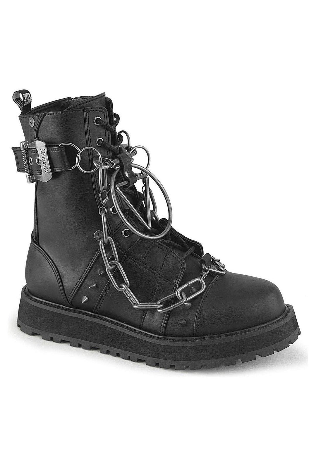 Demonia  VALOR-204 Ankle Boot in Black Faux Leather from SexyShoes.com