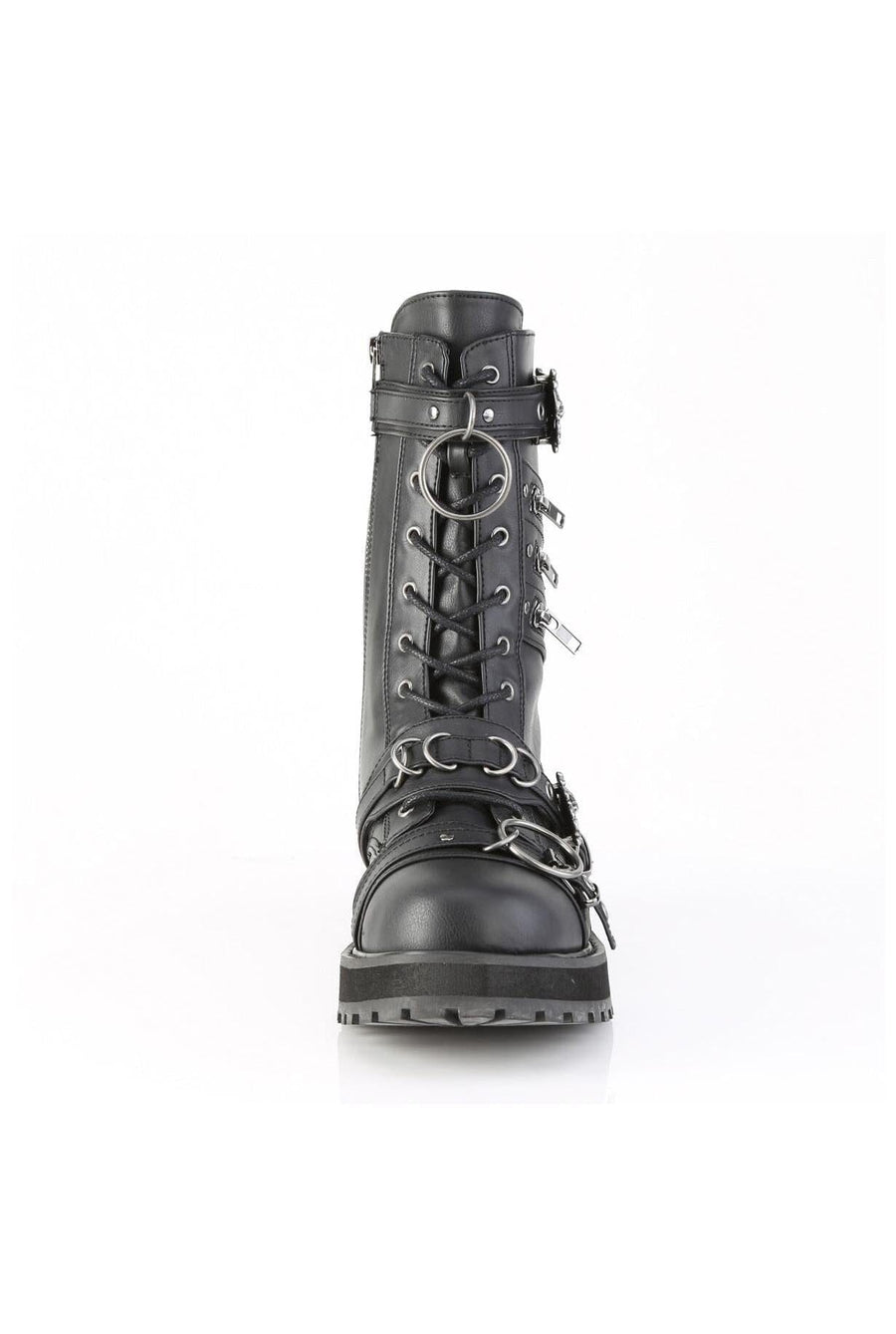 Demonia  VALOR-240 Knee Boot in Black Faux Leather