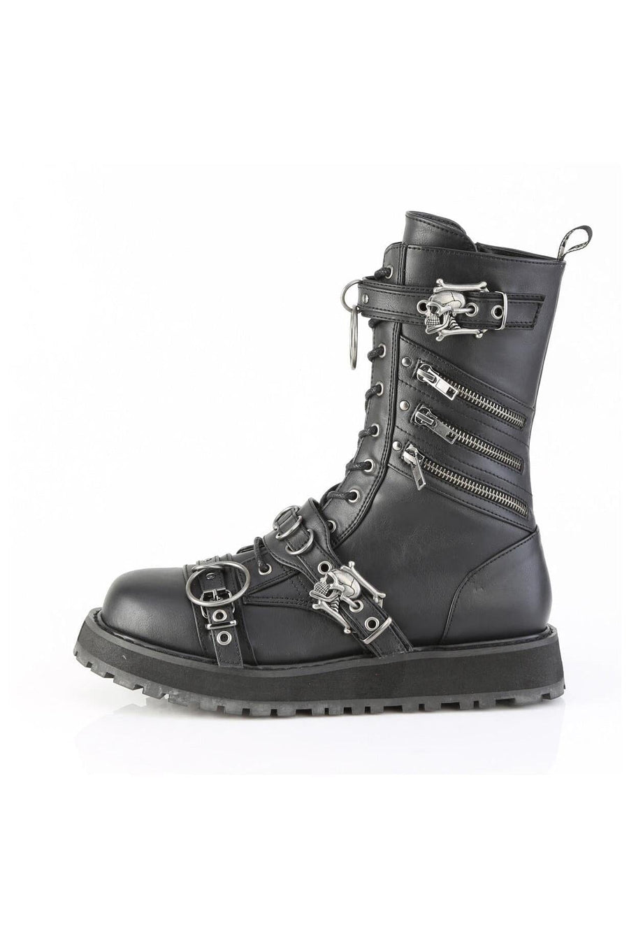 Demonia  VALOR-240 Knee Boot in Black Faux Leather