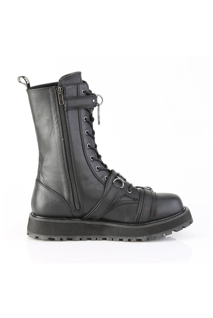 Demonia  VALOR-240 Knee Boot in Black Faux Leather