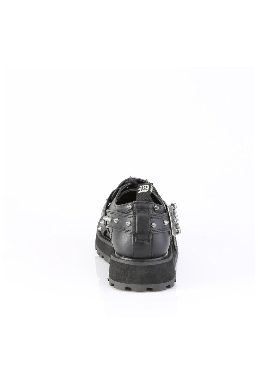 Demonia  VALOR-38 Lace Shoe in Black Faux Leather