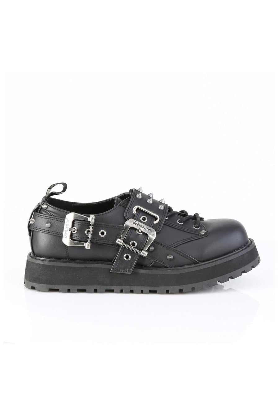 Demonia  VALOR-38 Lace Shoe in Black Faux Leather