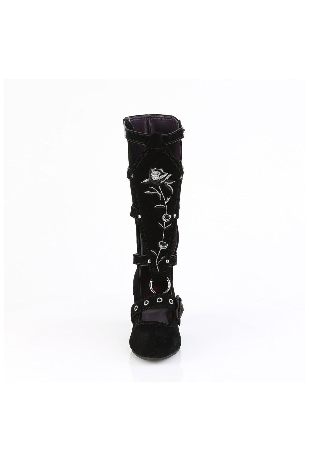 Demonia  WHIMSY-118 Knee Boot in Black Faux Suede