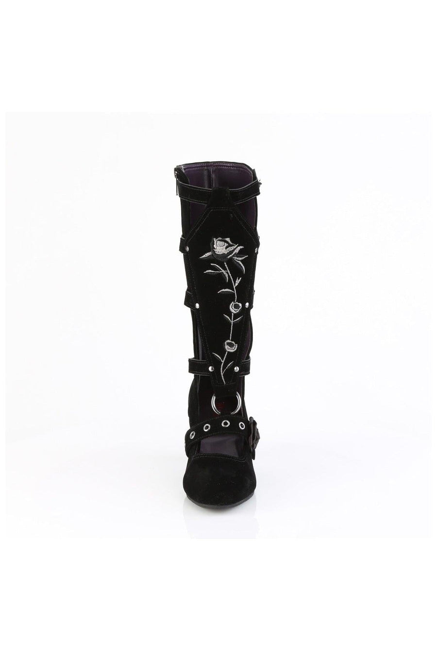Demonia  WHIMSY-118 Knee Boot in Black Faux Suede