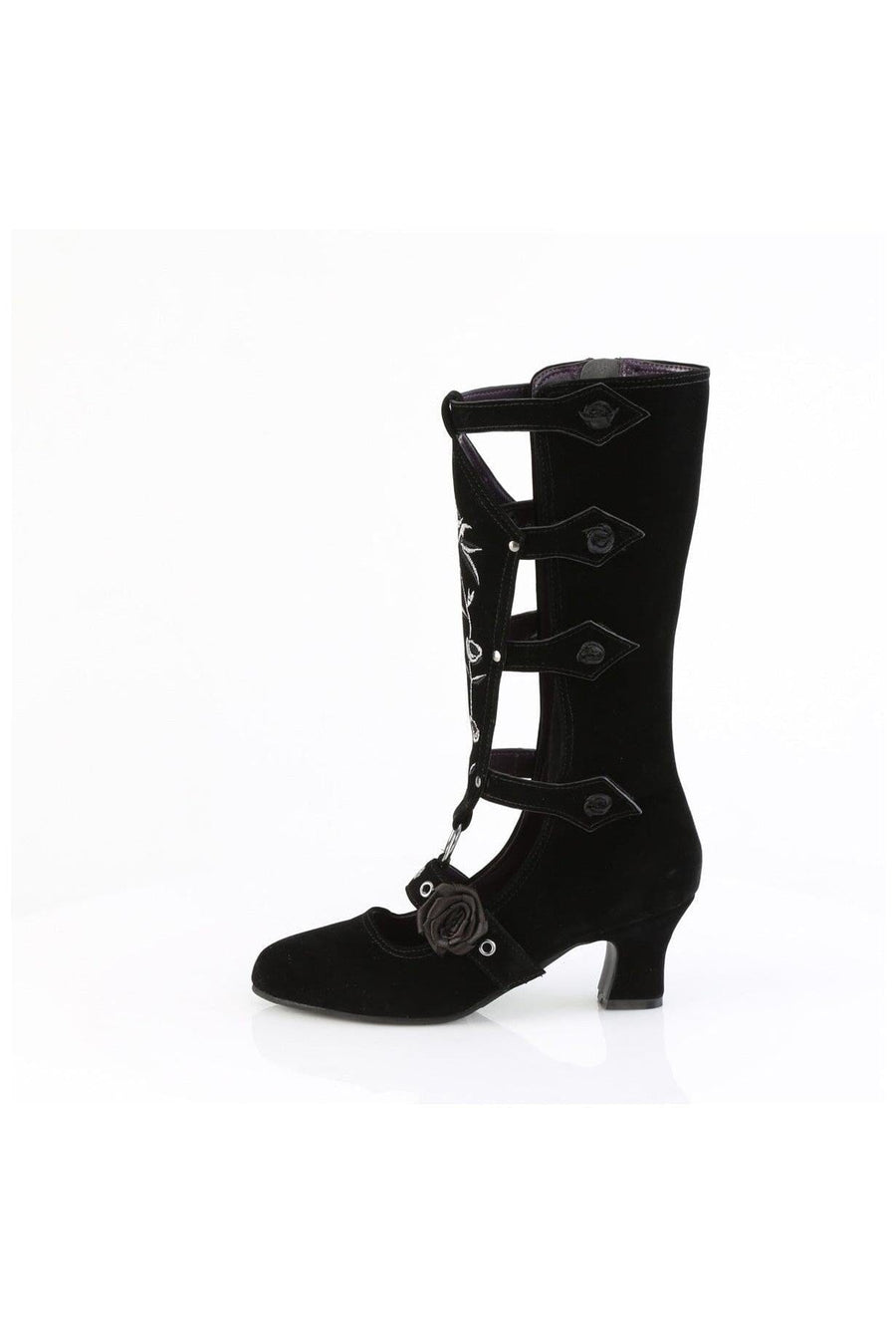 Demonia  WHIMSY-118 Knee Boot in Black Faux Suede