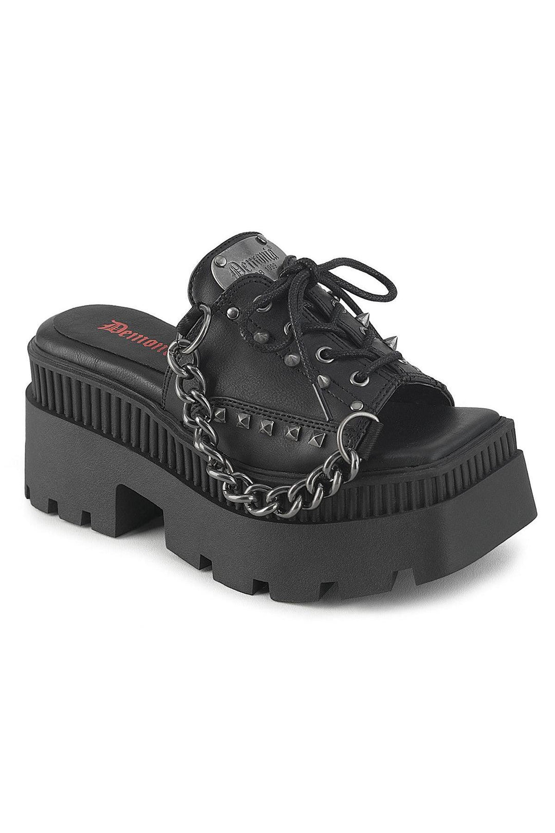 Demonia  WRATH-03 Slide in Black Vegan Leather from SexyShoes.com
