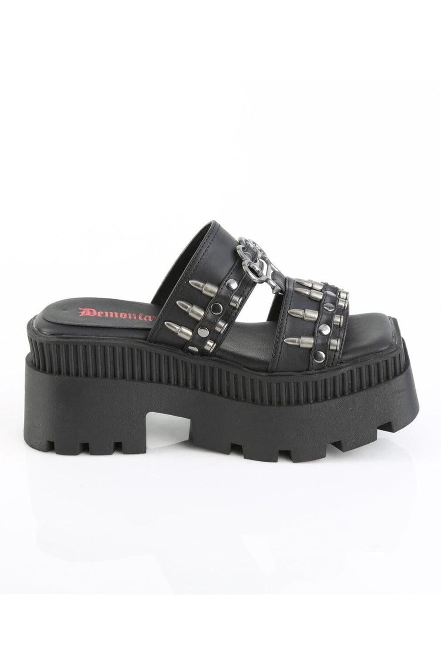 Demonia  WRATH-08 Slide in Black Vegan Leather
